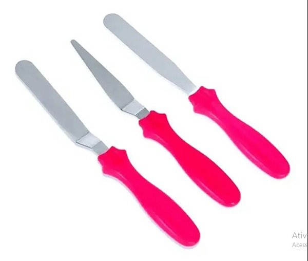 Kit 3 Espátulas Confeitar Bolo Torta Decorar Confeiteiro