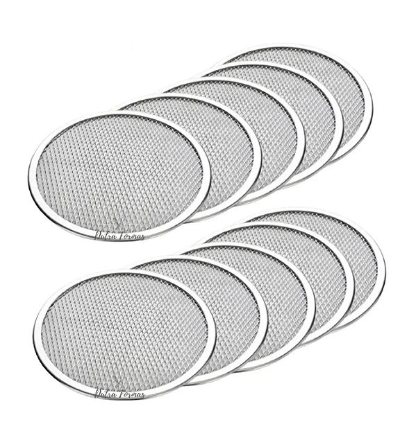 Tela De Pizza Em Alumínio 25 cm Resistente Kit 10 Peças
