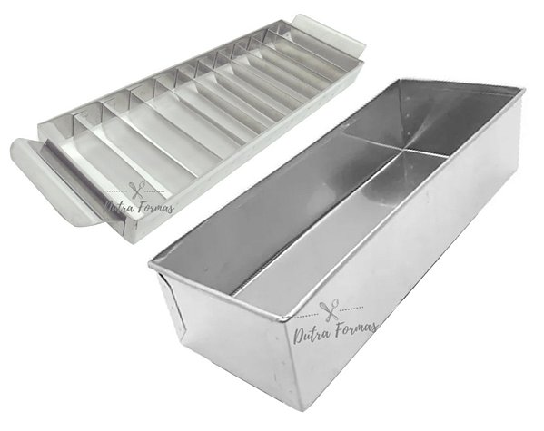 Kit Forma Super Fatia 30x10x10 + Marcador Retangular 11 Fatias Inox