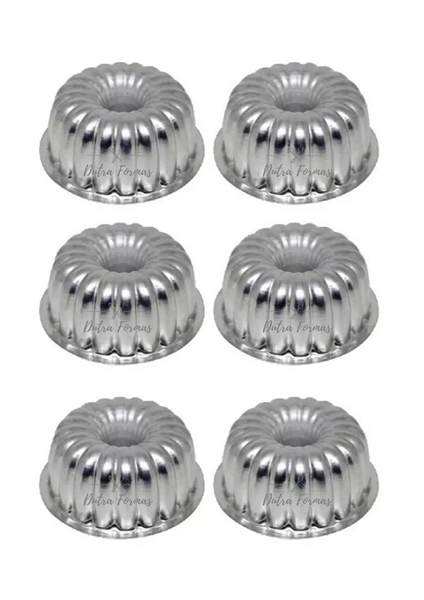 Forma Mini Bolo Vulcão Pudim Decorada Gomada N2 9x4 6 Peças