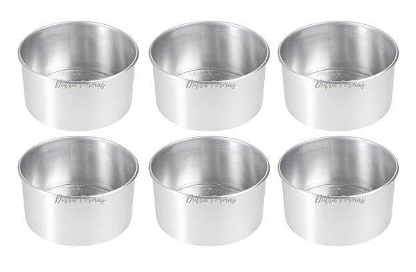 Formas De Bolo Redonda Fundo Fixo 15 x 10 cm Altura Kit 6 Peças