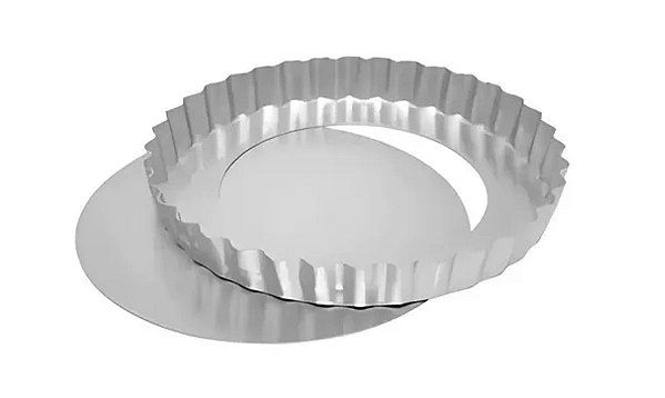 Forma Torta Maçã Crespa 21x3 cm Fundo Removível Em Alumínio