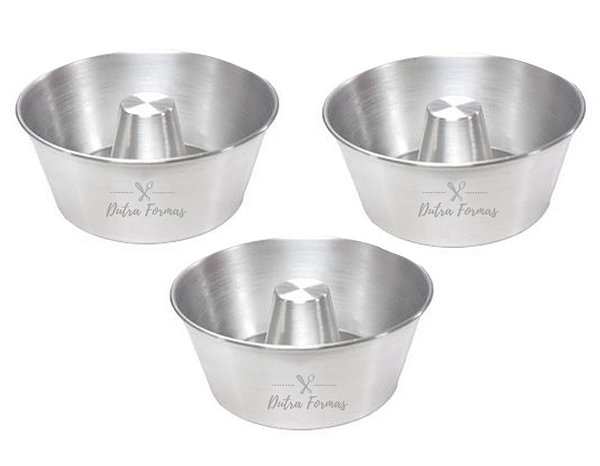 Forma De Pudim Bolo Suíça Com Furo 16 x 8 Redonda Kit 3 Peças