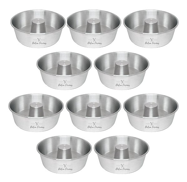 Forma De Pudim Bolo Suíça Com Furo 22x8 Redonda Kit 10 Peças
