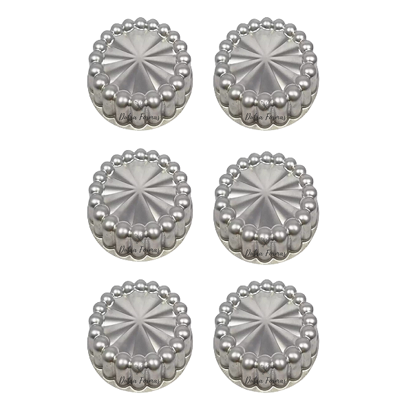 Kit 06 Mini Formas Charlotte Decorada 9x3 cm Bolo Pudim Doce