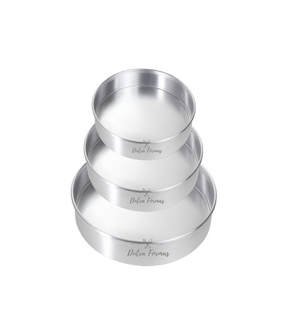 Formas de Bolo Assadeiras Redonda 5 cm Altura Kit 3 Peças 13 17 e 23