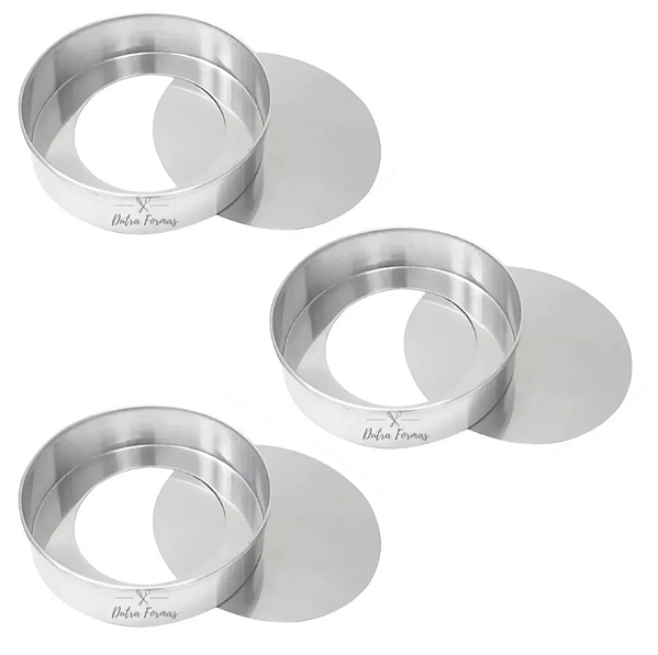 Formas de Bolo Fundo Falso Redonda 13x5 cm Altura Kit 3 Unidades