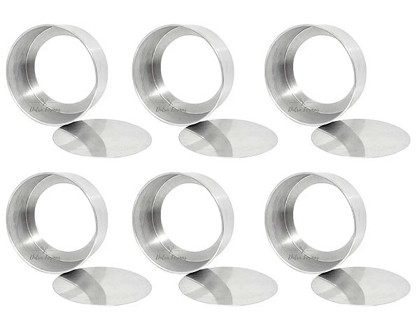 Forma de Bolo Fundo Falso Removível Redonda 20x10 Kit 6 Peças