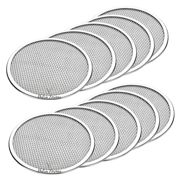 Kit 10 Telas de Pizza 50 cm Redonda em Alumínio Reforçado