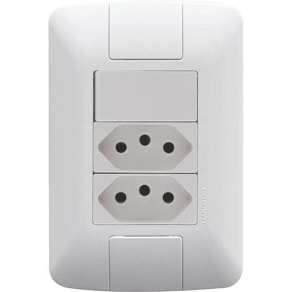 Interruptor simples + Tomadas Duplas 10A Linha Aria - Tramontina