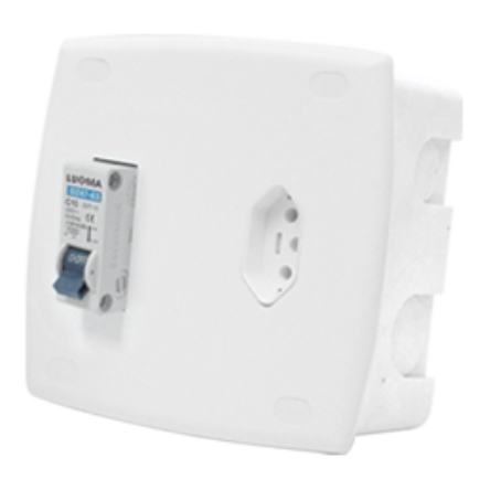 Quadro de distribuição Embutir com Tomada ABNT PVC com Disjuntor 25A - Ilumi