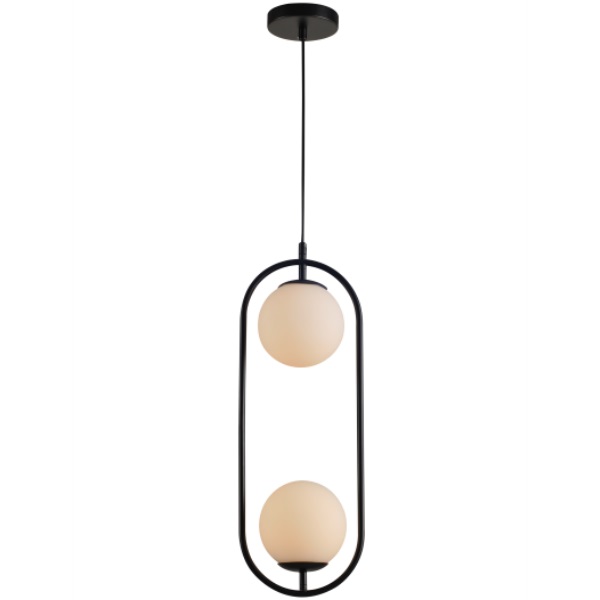 Pendente E-27 Pérola Arco Duo Preto Fosco para 02 Lâmpadas - Avant