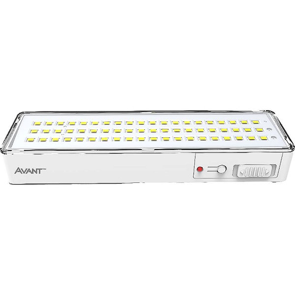 Luminária Emergência LED 4W 60 Leds Luz Branca 6000K  Bivolt Branca - Avant
