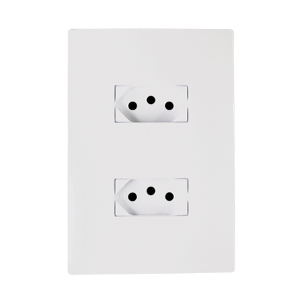 Tomada Dupla 10a Monobloco Bivolt Espelho 4x2  I9 Ilumi 94121 Branco