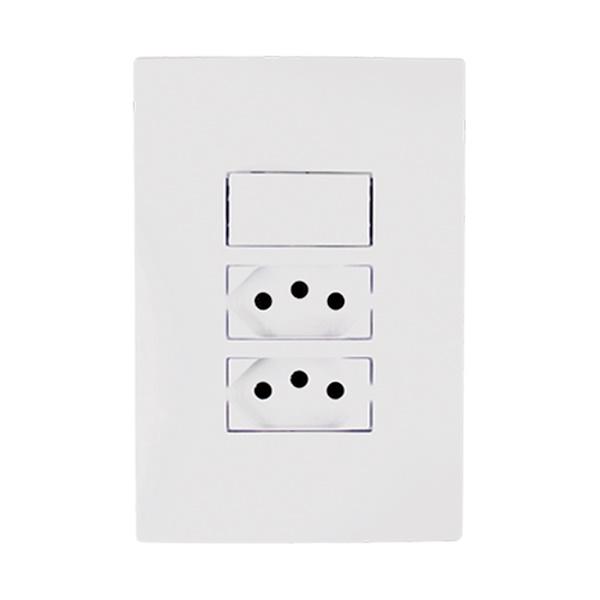 Interruptor Simples e Tomada Dupla 10a Ilumi I9 Conjunto 4x2
