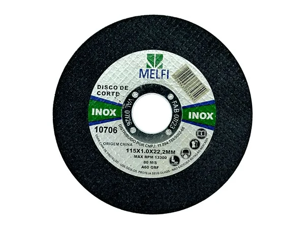 Disco De Corte Inox 4.1/2 X 1,0mm Melfi Import Kit com 15