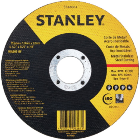 Disco De Corte Inox Stanley 4.1/2 X 1,0mm Stanley Kit com 5