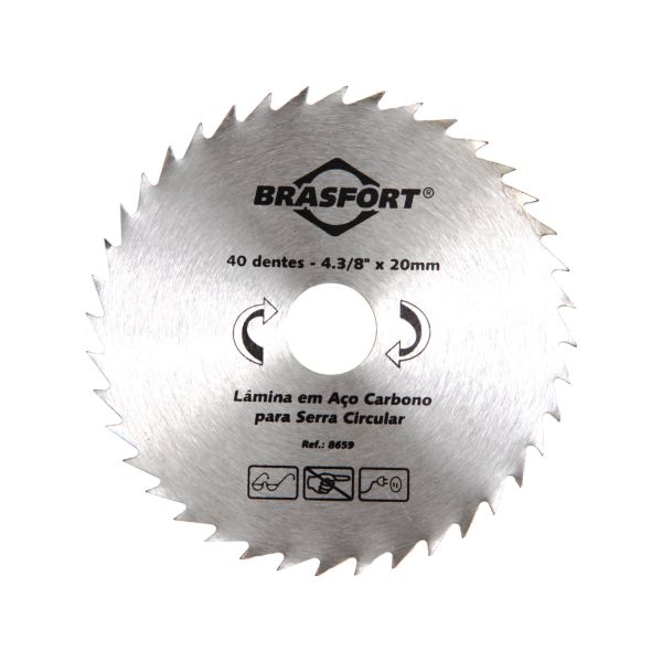 Serra Circular Madeira 4.3/8 110mm Furo 20mm 60 Dentes Brasfort Kit 5