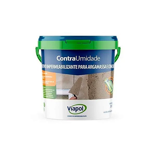 Aditivo Impermeabilizante Contra Umidade 3,6L Viapol Para Reboco e Contrapiso Bloqueia Umidade de Parede