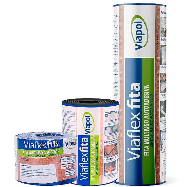 Fita Asfáltica Viapol Cor de Telha para Reparos Discretos 20 a 45cm 10m Vedação Perfeita