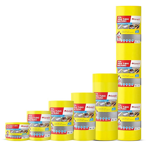 Fita Asfáltica Multiuso Brasilit 10m (Várias Larguras)