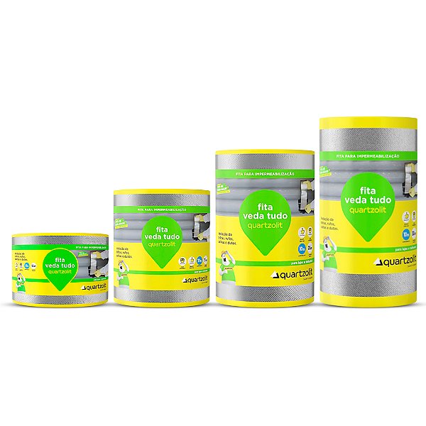 Fita Tapa Goteira Autoadesiva Multiuso Quartzolit 10m (Várias Larguras)