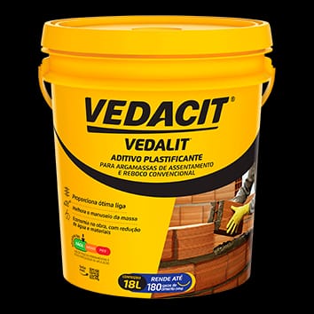 Aditivo Plastificante Vedacit Para Argamassa Substitui o Cal Vedalit 18L e 3,6L