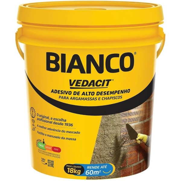Aditivo "Cola" Para Argamassa Adesivo Bianco Vedacit 18kg, 3.6kg, 900g Para Chapisco, Reboco, Reparos e Gesso