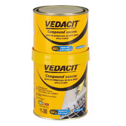 Vedacit Compound Adesivo Epóxi Tix 1kg Cola Estrutural para Concreto, Ferro e Aço