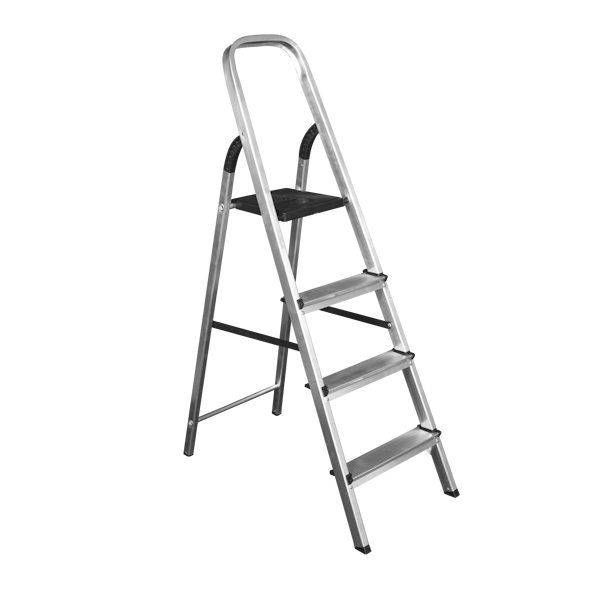 Escada de Alumínio 4 Degraus Quality Alcance Ideal para Casa, Limpeza e Reparos