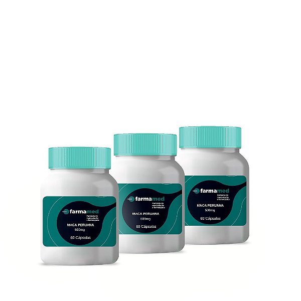 COMBO MACA PERUANA 500MG (3 POTES COM 60 CÁPSULAS CADA)