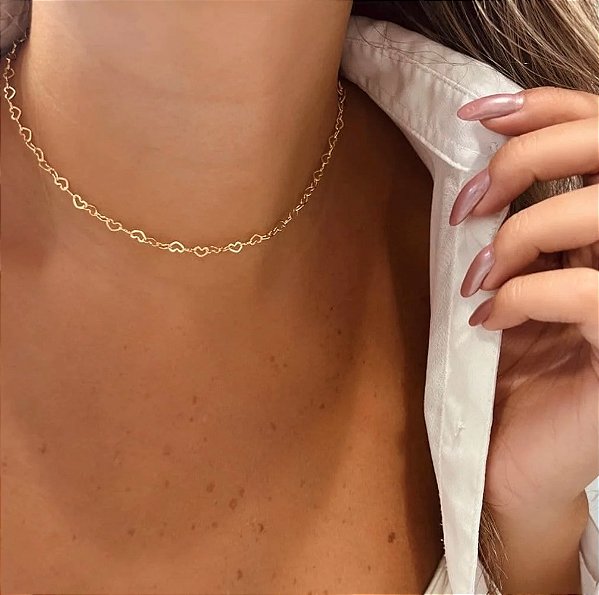 COLAR CHOKER ELOS CORAÇAO