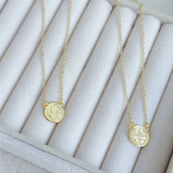 COLAR ESCAPULÁRIO MEDALHINHA REDONDA SÃO BENTO