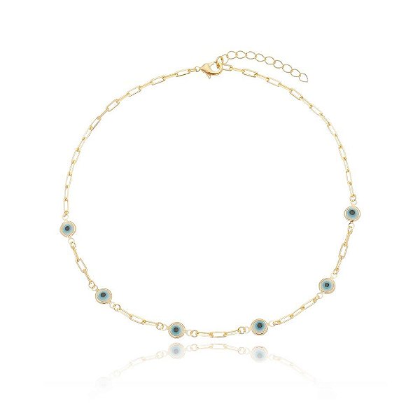 Choker olho grego folheada a ouro 18k