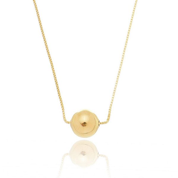 Colar com pingente de bola folheado a ouro 18k