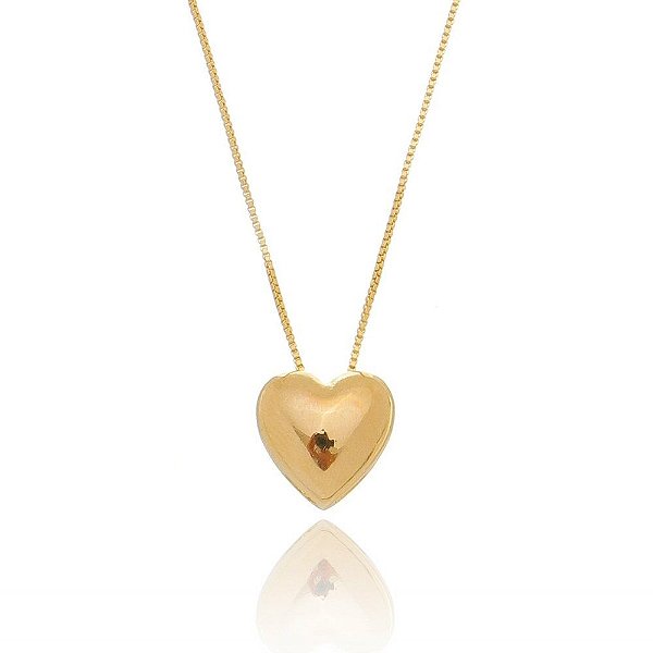 Gargantilha com Coração Dourado folheado a ouro 18k