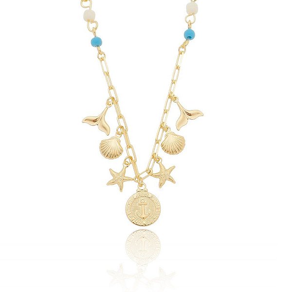 Choker 7 mares folheado a ouro 18k
