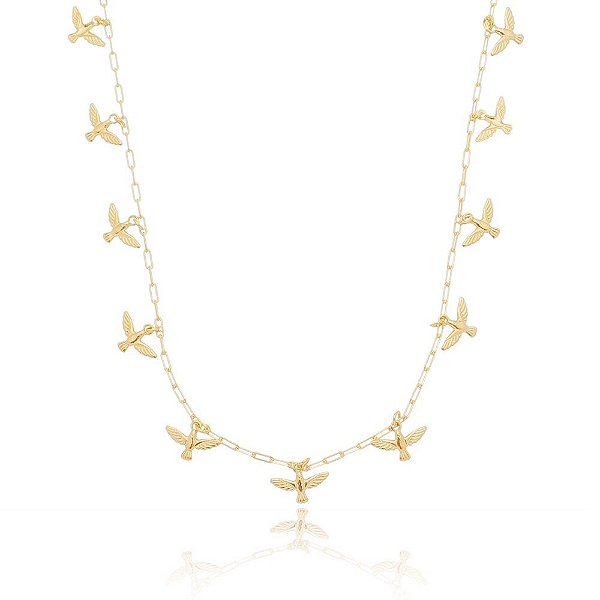 Colar mini espíritos santos folheado a ouro 18k