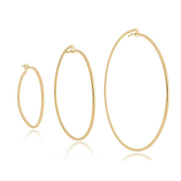 Kit de brincos de argolas folheado a ouro 18k