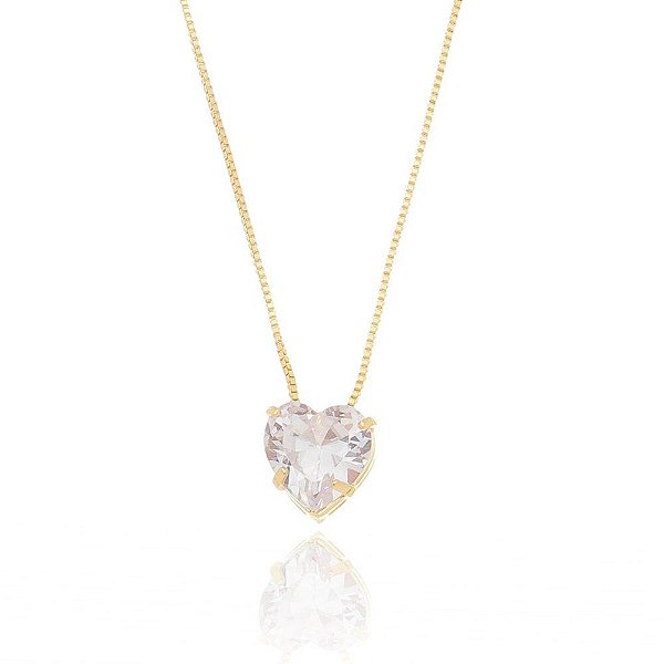 Colar com coração folheado a ouro 18k