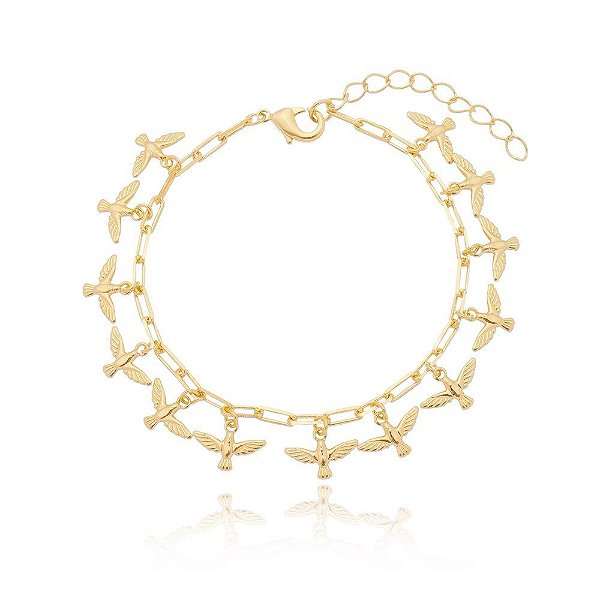 Pulseira mini espíritos santos folheada a ouro 18k