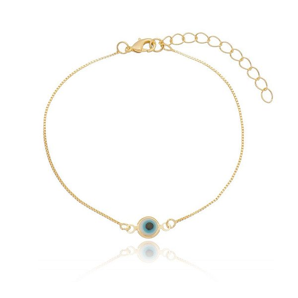 Pulseira veneziana com mini olho grego folheada a ouro 18k