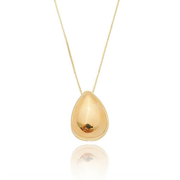 Colar gota lisa folheado a ouro 18k
