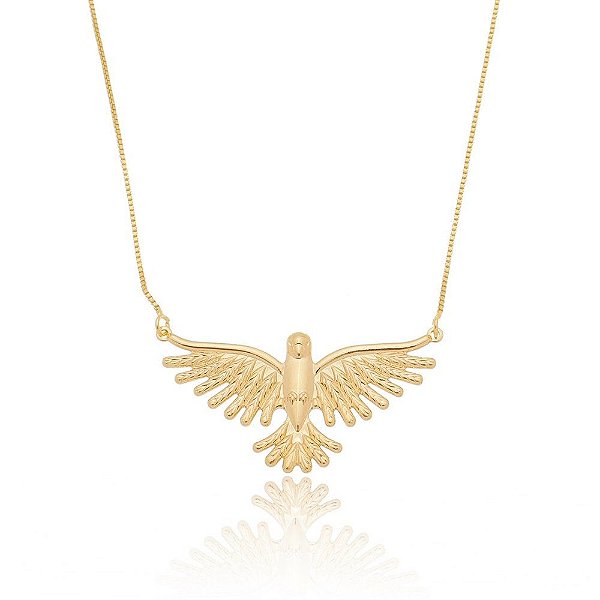 Colar com espírito santo aberto folheado a ouro 18k