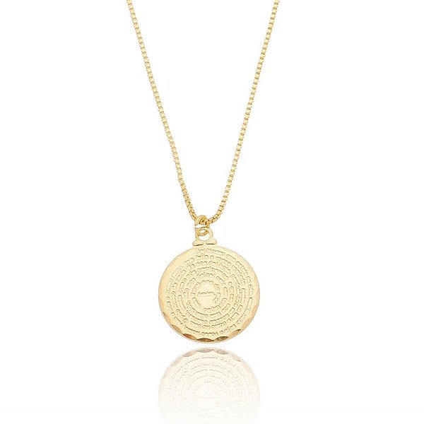 Colar com medalhão pai nosso folheado a ouro 18k