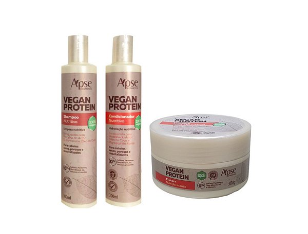 Kit Vegan Protein Shampoo, Condicionador e Máscara 300g - Apse