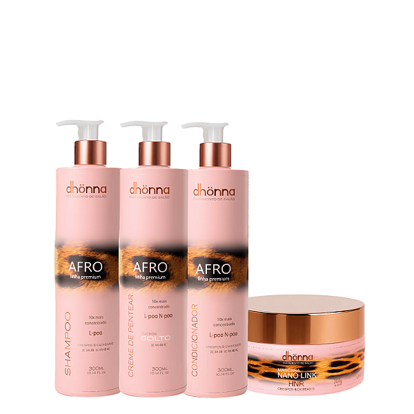 Kit de Tratamento Linha Afro 4 Produtos - Dhonna | Tratamento Profissional