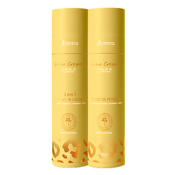 Duo Crespos Creme de Pentear E Gel Creme - Dhonna | Duo Ideal para Crespos Definidos e Hidratados