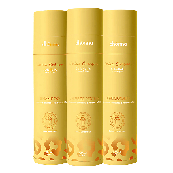 Trio Crespos Shampoo, Condicionador e Creme De Pentear - Dhonna | Nutrição e Definição para Crespos