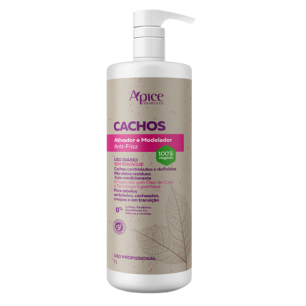 Ativador de Cachos 1L - Apice | Definição, Controle de Frizz, Hidratação